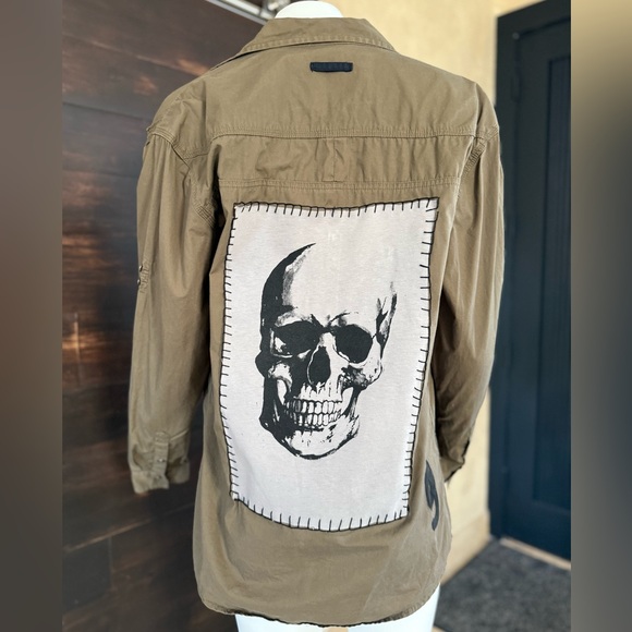 Upcycled Marc Ecko Skull Shacket - Green, Size Men's M - Picture 7 of 13